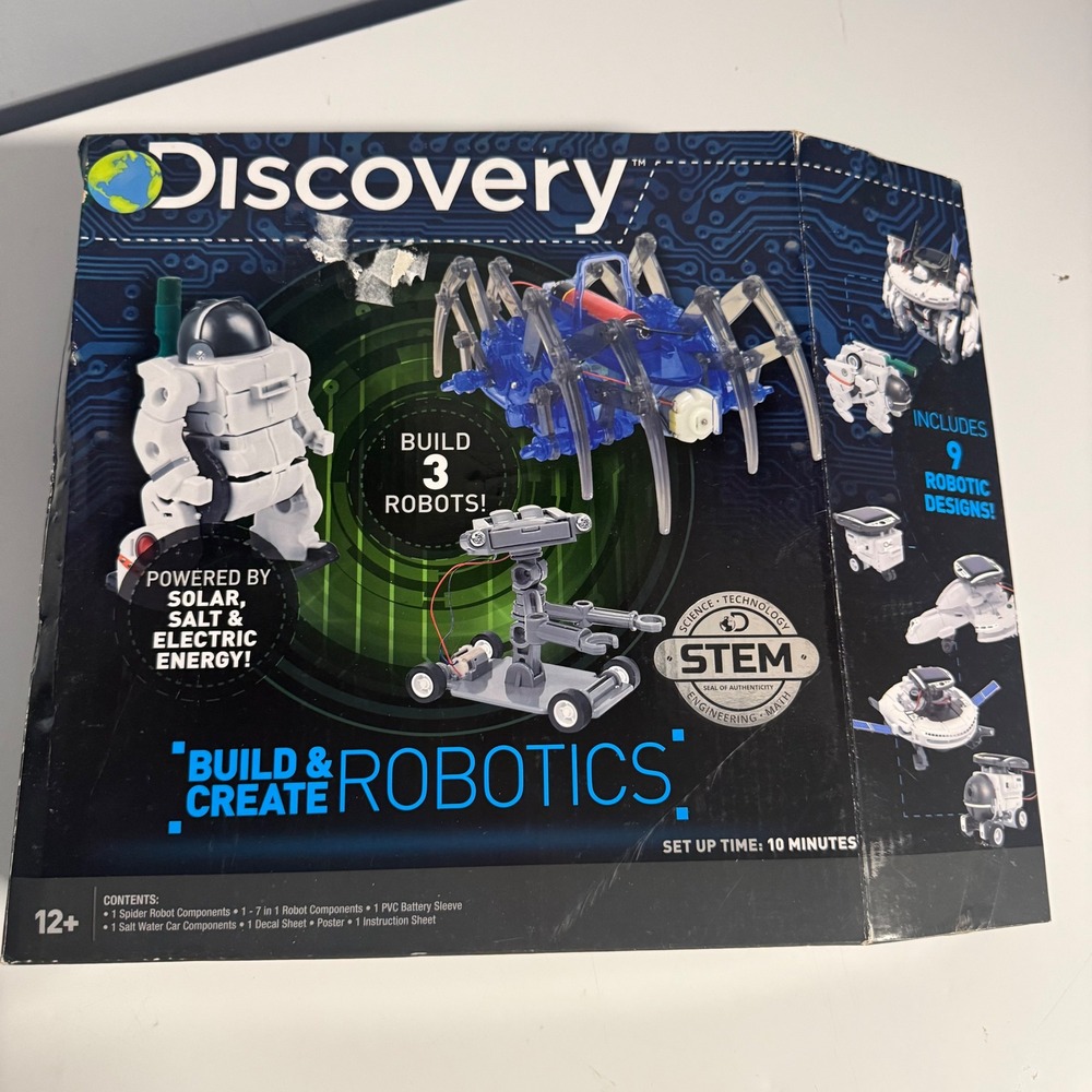 Discovery Kids Build Create Roboti STEM Kit 3 Robots 9 Designs Solar Salt Power